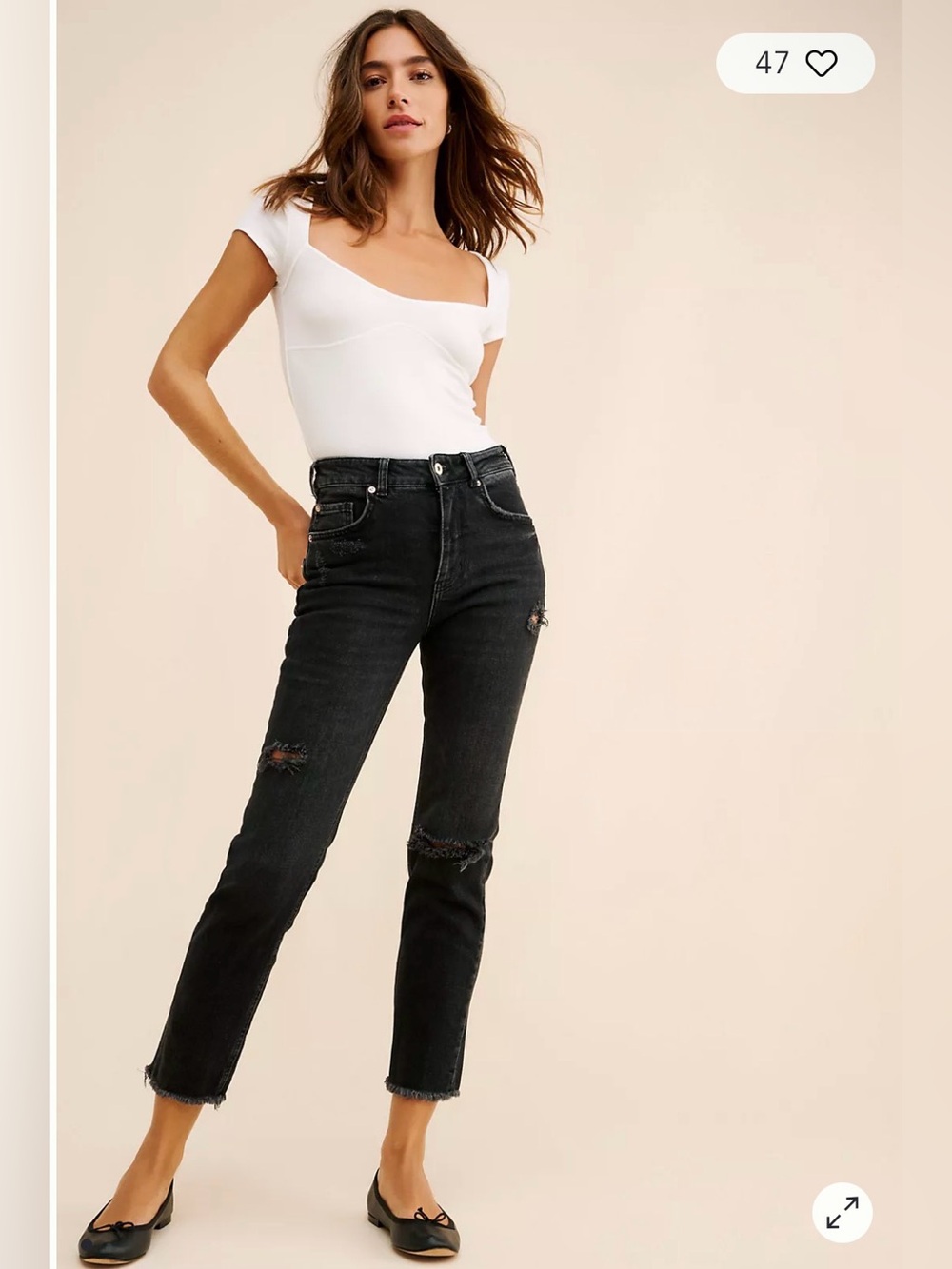 Pilcro The Vintage Straight Jeans Black Distressed $138 NWOT Size 18W